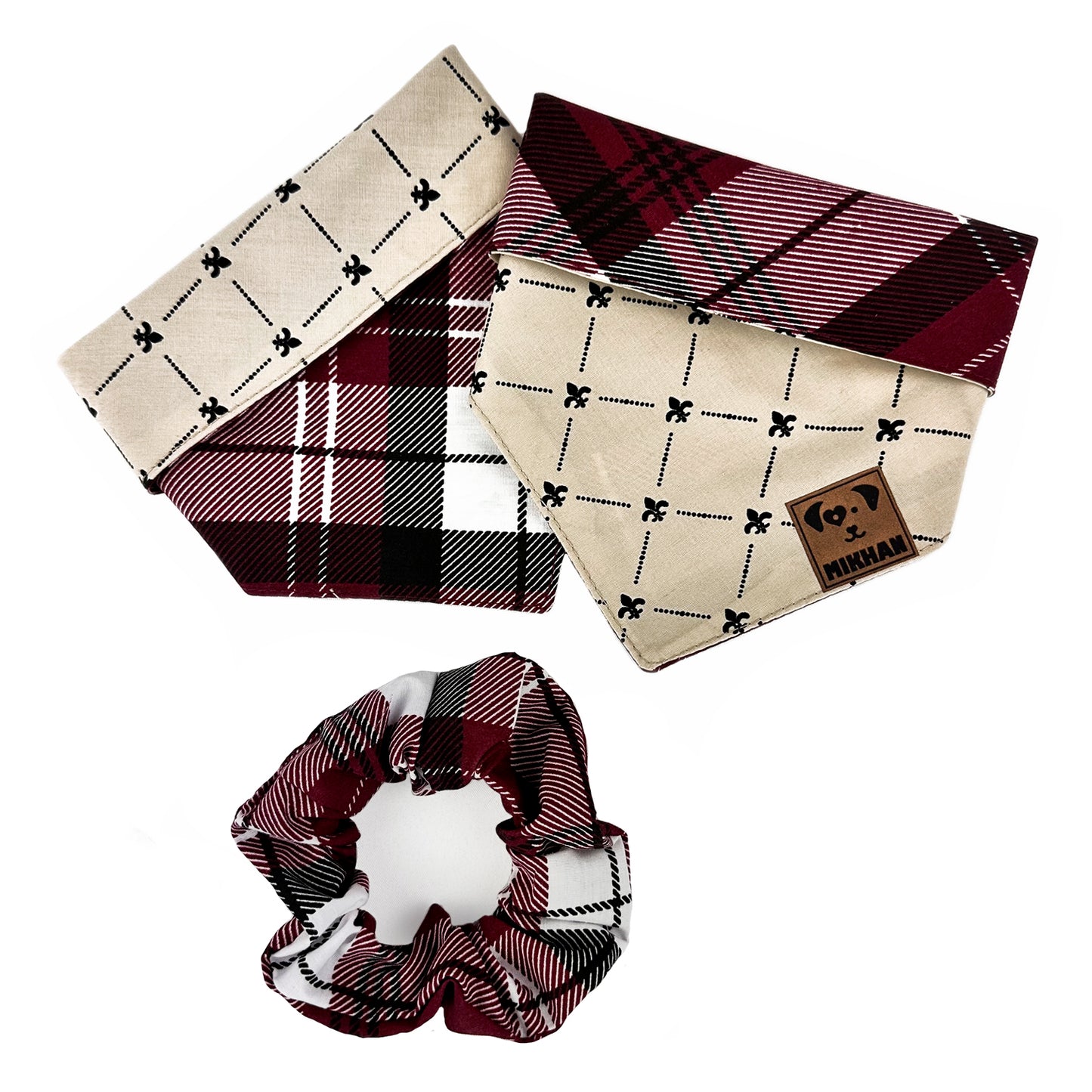 Match reversible cuadros vino y beige