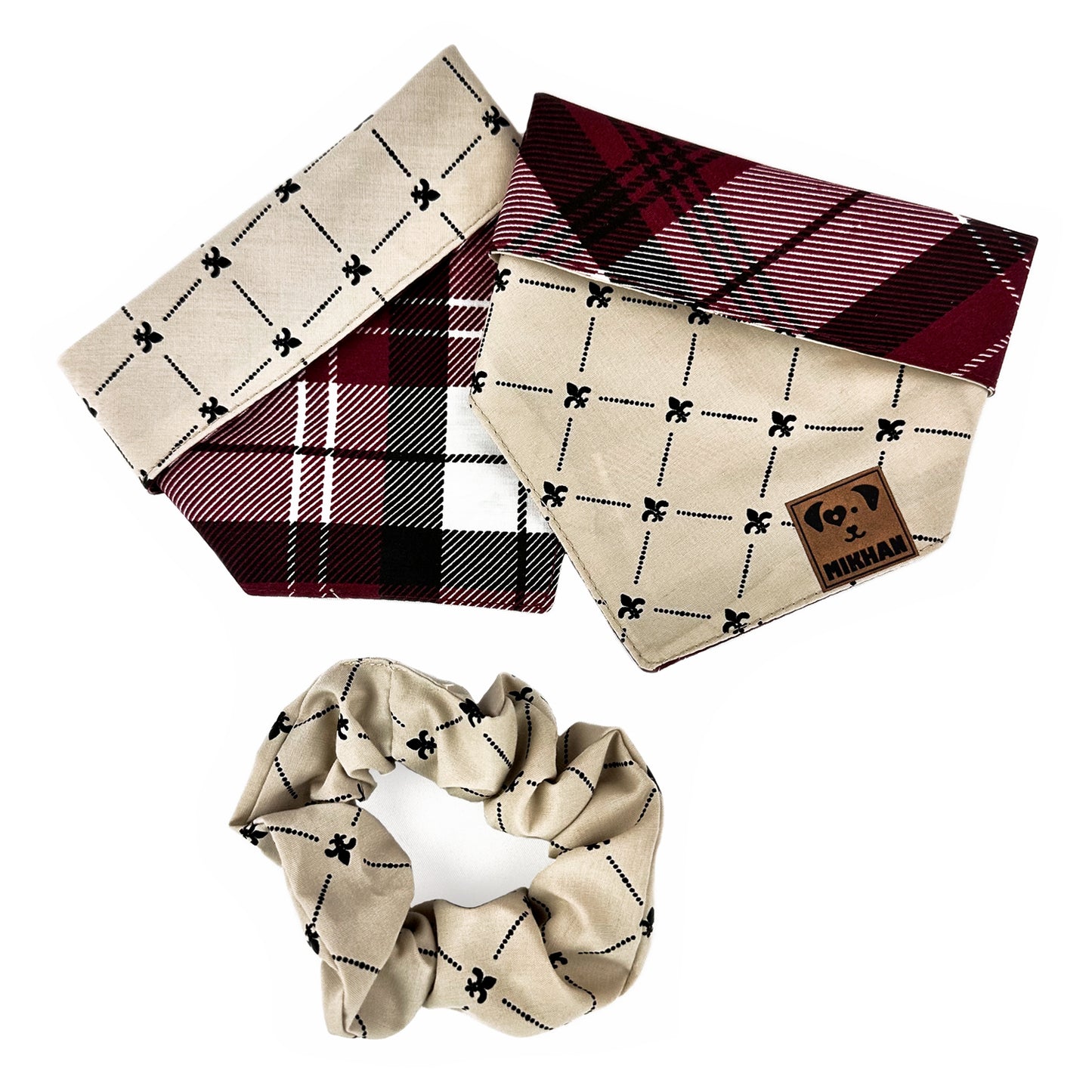 Match reversible cuadros vino y beige