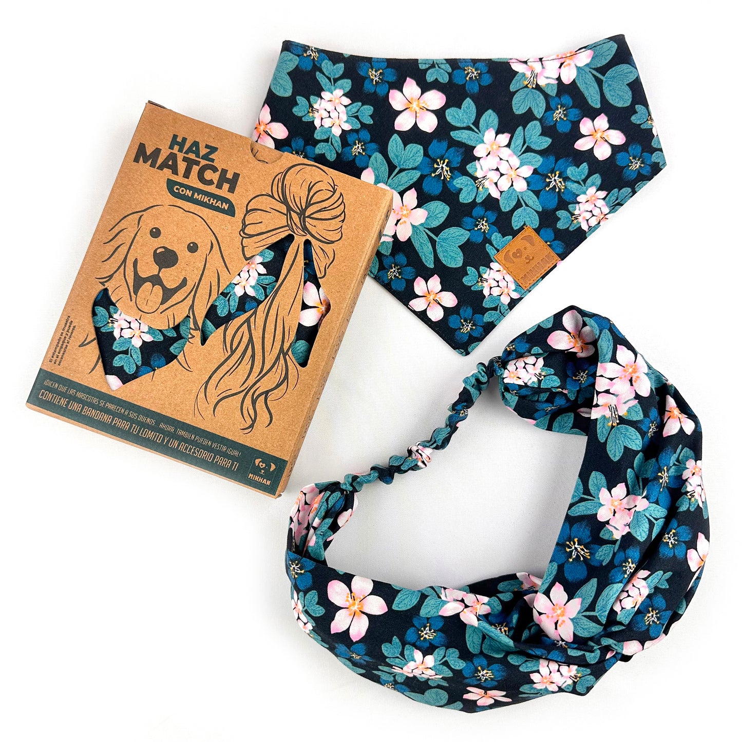 Match azul miniflores rosas