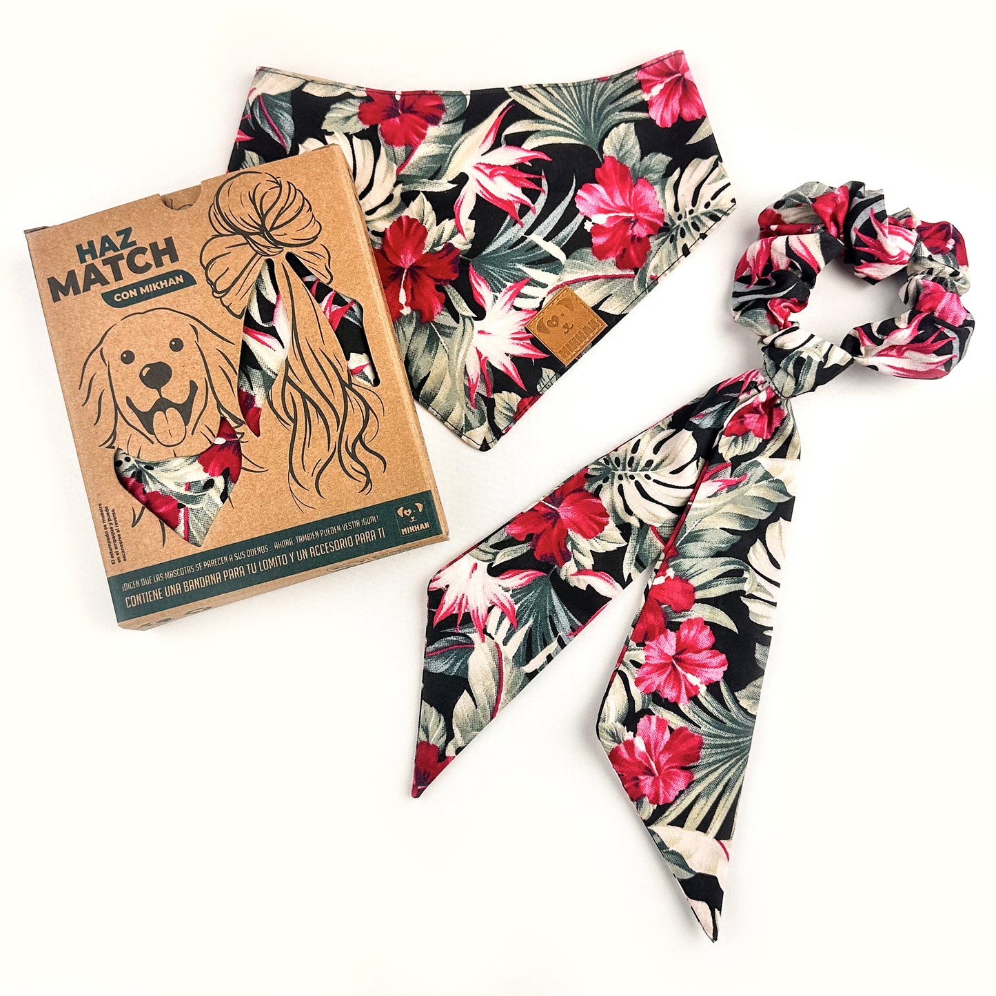 Match negro tropical fiucsa y beige
