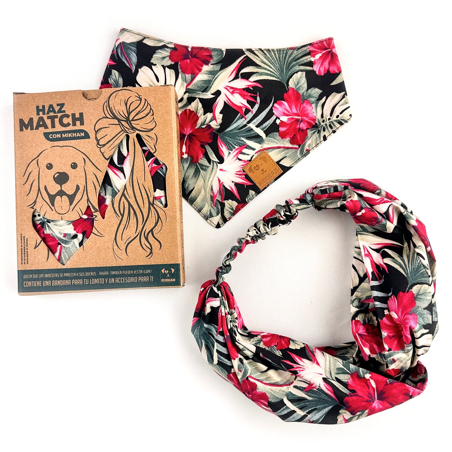 Match negro tropical fiucsa y beige